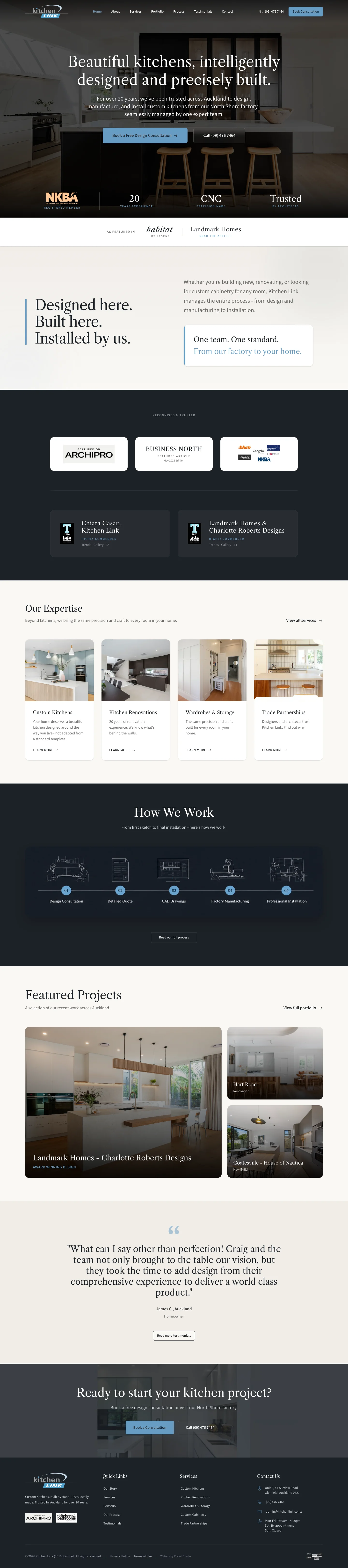 Kitchen Link homepage full screen desktop layout preview